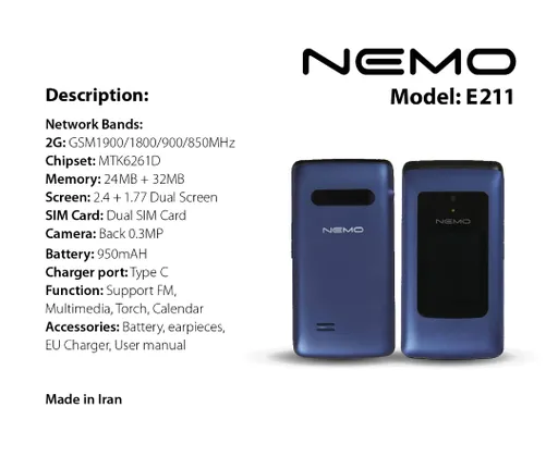 گوشی فلیپ Nemo E211