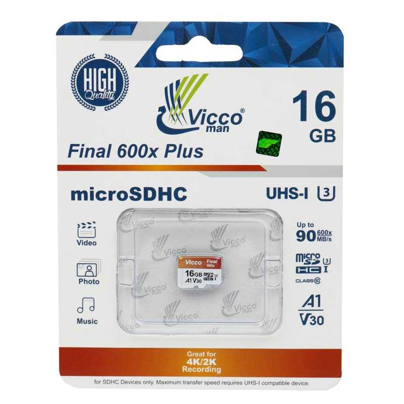 رم میکرو 16 گیگ ویکومن ViccoMan Final 600x Plus U3 A1 V30 C10 90MB/s رم میکرو 16 گیگ ویکومن ViccoMan Final 600x Plus U3 A1 V30 C10 90MB/s ( مادام العمر نوین رایانه سگال )