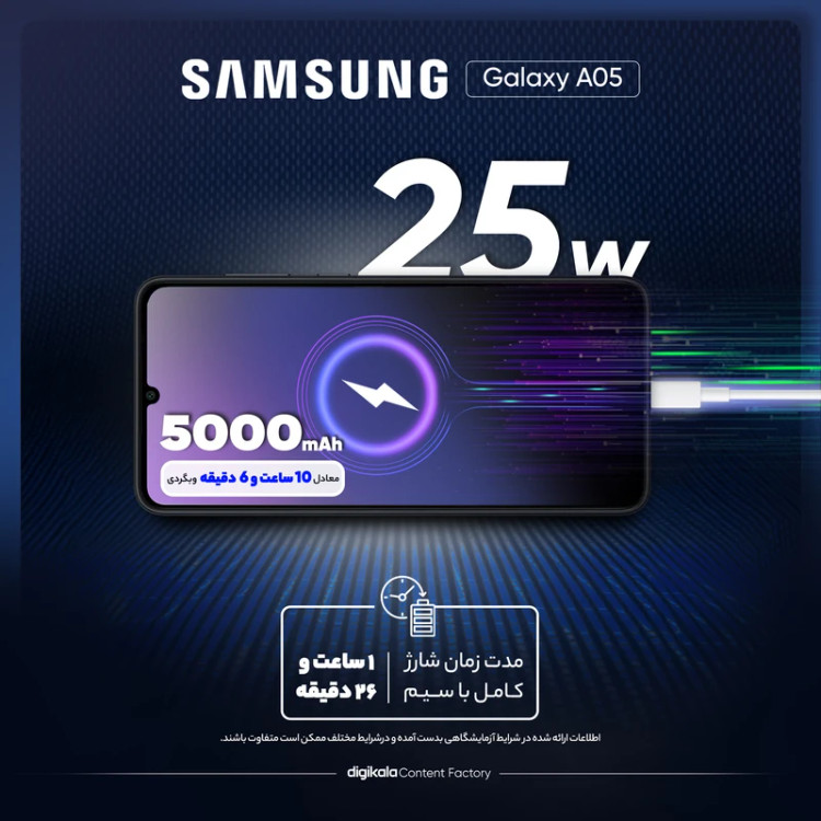 گوشی موبایل سامسونگ مدل Galaxy A05 دو سیم کارت ظرفیت 64 گیگابایت و رم 4 گیگابایت=کارکرده